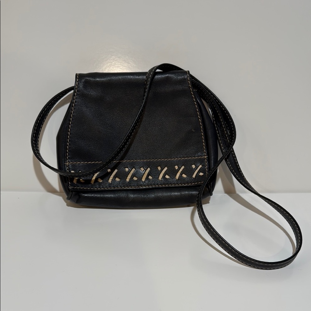 Paloma Picasso Vintage Black Leather Crossbody Bag